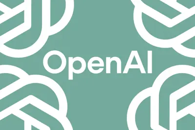 Logotypen för OpenAI i vitt mot en grön bakgrund.