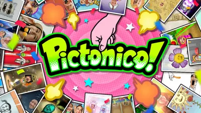 Logotypen för Pictonico omgiven av foton med ansikten inklippta i bilder.