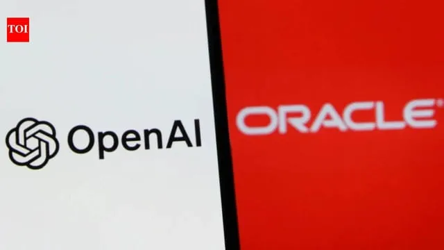 Logotyper för OpenAI och Oracle bredvid varandra. OpenAI:s logga är svart på vit bakgrund, Oracles vit på röd.