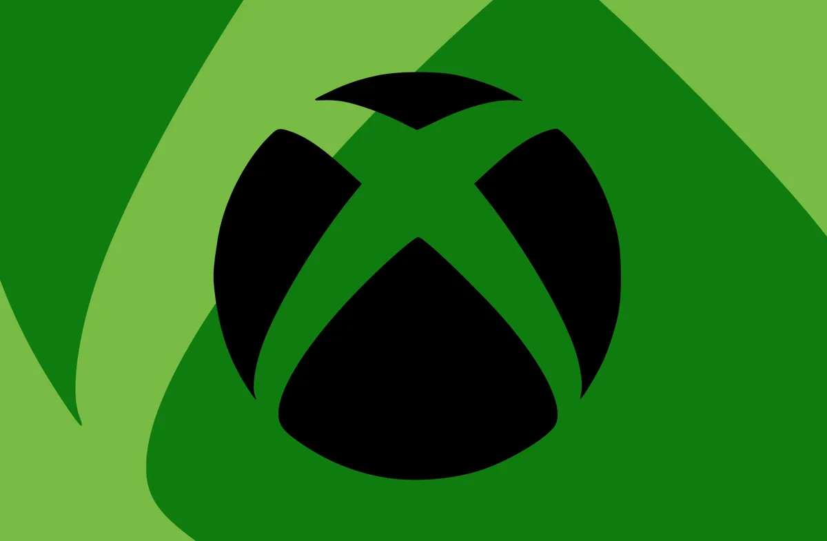 En grön Xbox-logotyp mot en grön bakgrund med ljusare och mörkare nyanser.